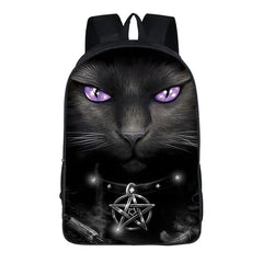 16inch Punk Gothic Cat Head School Bags Student Bagpack Girls Boys Backpack