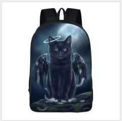16in Punk Gothic Cat Head Student Backpack Girls Boys Teen Bagpack