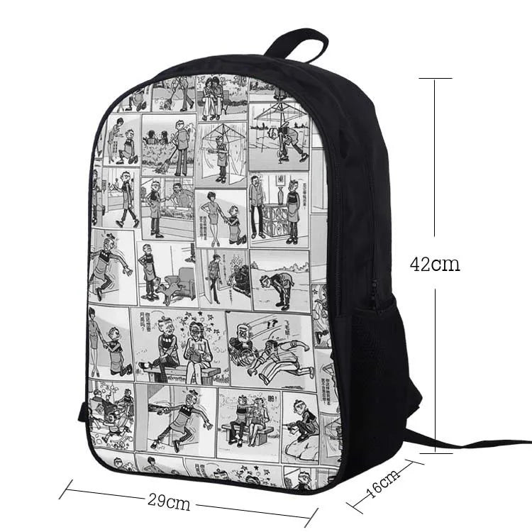 16inch Punk Gothic Cat Head School Bags Student Bagpack Girls Boys Backpack