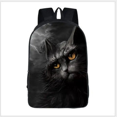 16in Punk Gothic Cat Head Student Backpack Girls Boys Teen Bagpack