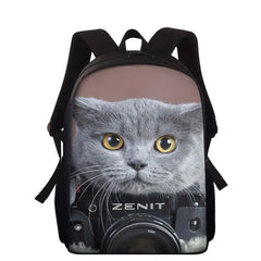 16in. Girls Cat 3D Printing Kids Backpack