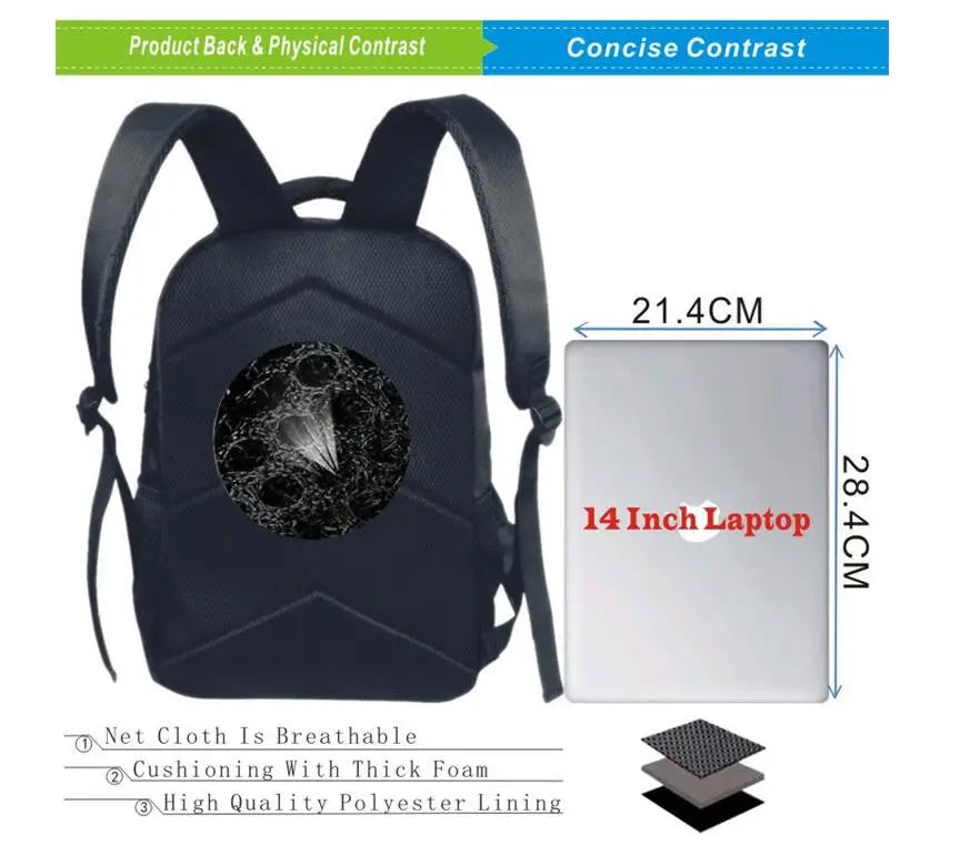 16inch Girls Cat 3D Printing School Bagpack