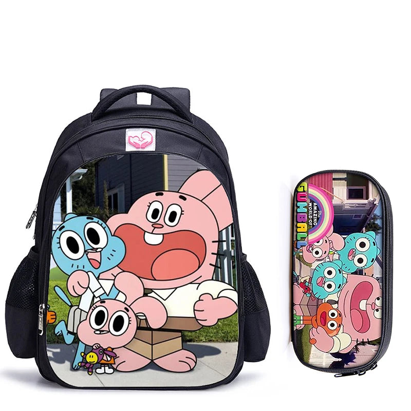 16in Gumball Backpack for Teenager Boys and Girls Schoolbags Satchel Kids Book B