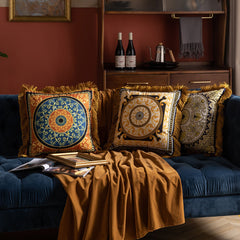 Retro Duplex Printing Pillow Tassel Sofa Pillow for Home Decoration