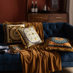 Retro Duplex Printing Pillow Tassel Sofa Pillow for Home Decoration