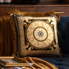 Retro Duplex Printing Pillow Tassel Sofa Pillow for Home Decoration