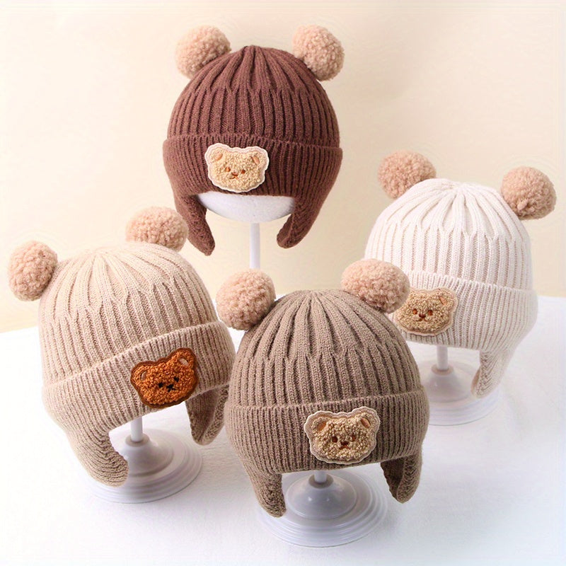 Winter Baby Beanie Cartoon Bear Ear Protection Knitted Hat