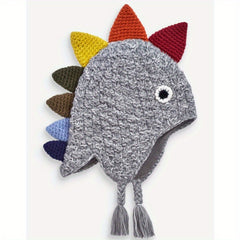 Double Layer Dinosaur Hat Kids Knitted Ear Protection Beanie