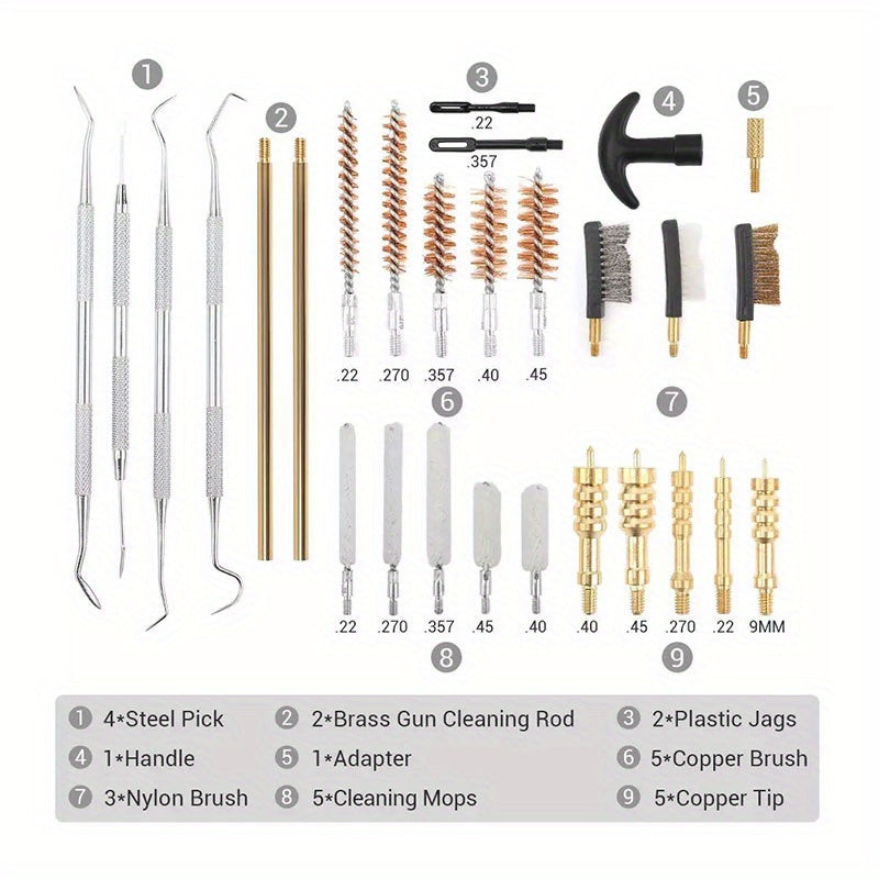 28pcs Heavy Duty Cleaning Kit w/ Copper Wire Brushes for Pipes Bristle Bore Brus