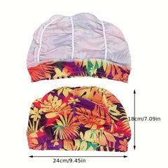 High Elastic Flower Print Swim Cap for Men & Women