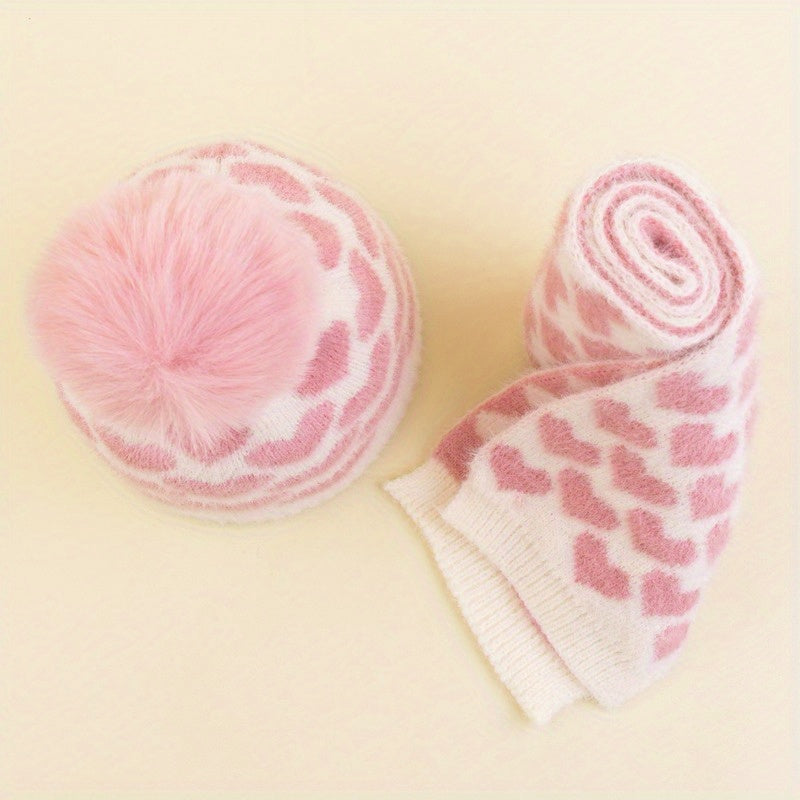 Children's Knitted Hat & Scarf Set - Winter Warm Christmas Hat