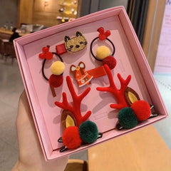 6pcs Christmas Hair Accessories Set Antlers Snowman Elk Hairpin