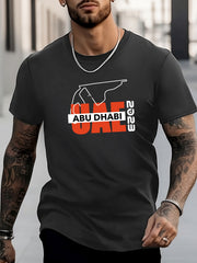 ABU DHABI Letter Pattern Men's T-shirt For Summer Outdoor