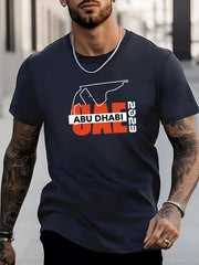 ABU DHABI Letter Pattern Men's T-shirt For Summer Outdoor