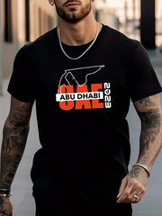 ABU DHABI Letter Pattern Men's T-shirt For Summer Outdoor
