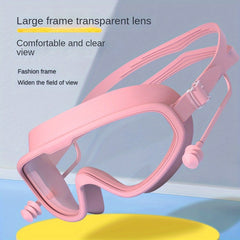 Large Frame Swim Goggles w/Earplugs Anti-Fog Glasses