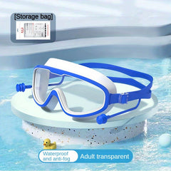 Large Frame Swim Goggles w/Earplugs Anti-Fog Glasses