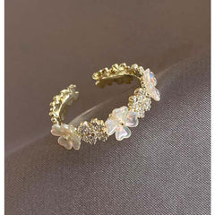 Zircon Flower Ring Adjustable Open Ring Party Jewelry