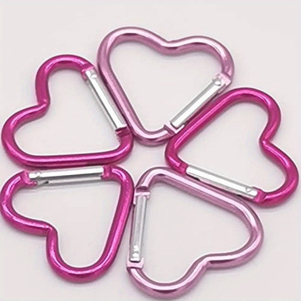 10pcs Heart Shaped Aluminum Keychain Clip Outdoor Camping Hiking Backpack