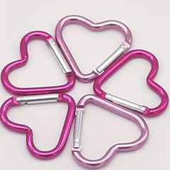 10pcs Heart Shaped Aluminum Keychain Clip Outdoor Camping Hiking Backpack