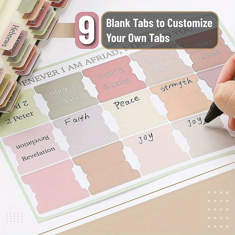 75pcs Laminated Bible Tabs for Women Men Morandi Colors