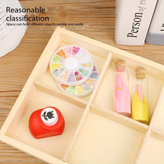 2pcs Wooden Storage Tray With Cube Grids - Vintage Durable Storage Pallet