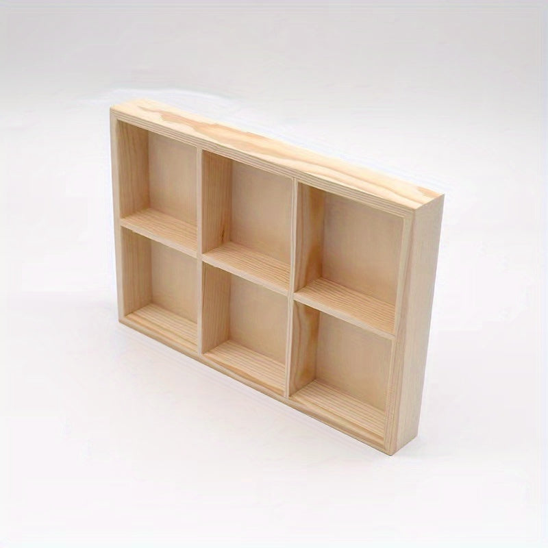2pcs Wooden Storage Tray With Cube Grids - Vintage Durable Storage Pallet