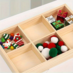 2pcs Wooden Storage Tray With Cube Grids - Vintage Durable Storage Pallet