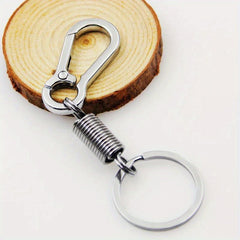 2pcs Spring Keychain Stainless Steel Buckle Clip Keyring