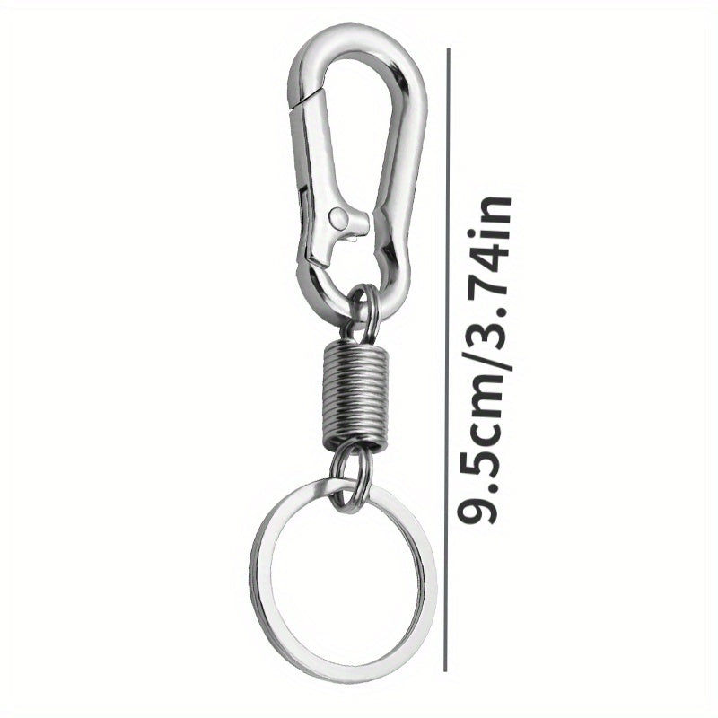 2pcs Spring Keychain Stainless Steel Buckle Clip Keyring