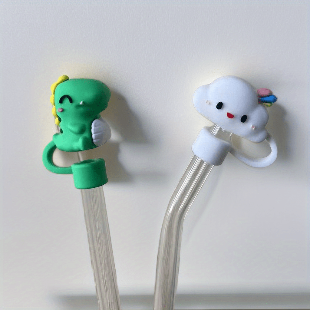 Cartoon Silicone Straw Covers Dustproof Reusable Plugs For 10mm Straw Cup