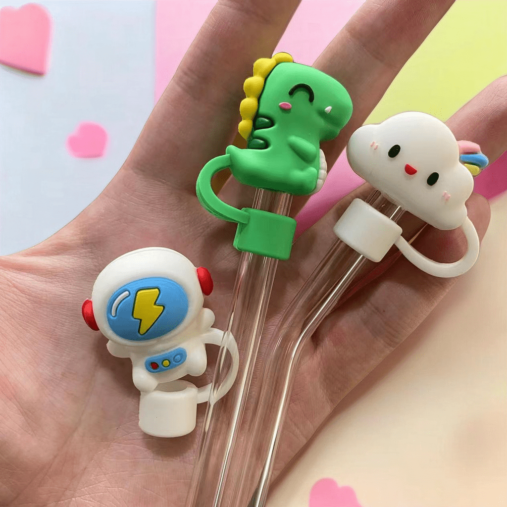 Cartoon Silicone Straw Covers Dustproof Reusable Plugs For 10mm Straw Cup