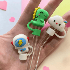 Cartoon Silicone Straw Covers Dustproof Reusable Plugs For 10mm Straw Cup