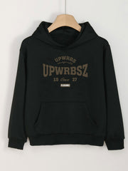 Girls Letter Print Hoodies Comfy Hooded Pullover Tops