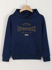 Girls Letter Print Hoodies Comfy Hooded Pullover Tops