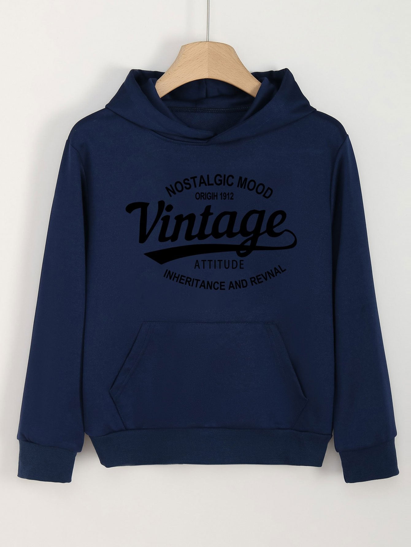 Girls Vintage Print Hoodies Comfy Pullover Tops with Pocket