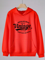 Girls Vintage Print Hoodies Comfy Pullover Tops with Pocket