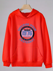 Solid Letter Graphic Hoodies Girls Comfy Hooded Pullover Tops with Pocket