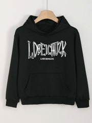 Girls Letter Print Hoodies Comfy Hooded Pullover Tops Spring Fall