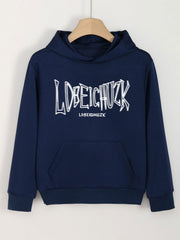Girls Letter Print Hoodies Comfy Hooded Pullover Tops Spring Fall