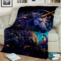 Unicorn Flannel Blanket Cozy Warm Soft for All Season Travelling