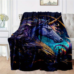Unicorn Flannel Blanket Cozy Warm Soft for All Season Travelling