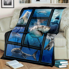 Shark Flannel Blanket Cozy Warm Soft Blanket For Travelling
