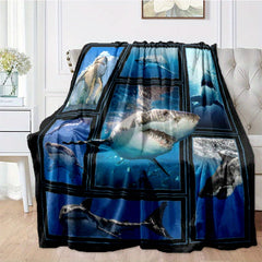 Shark Flannel Blanket Cozy Warm Soft Blanket For Travelling