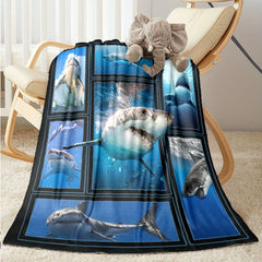 Shark Flannel Blanket Cozy Warm Soft Blanket For Travelling