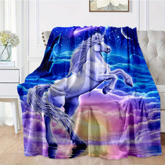 Starry Unicorn Flannel Blanket Cozy Warm Soft For Travelling