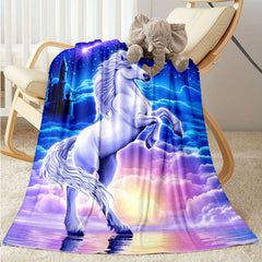 Starry Unicorn Flannel Blanket Cozy Warm Soft For Travelling