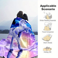 Starry Unicorn Flannel Blanket Cozy Warm Soft For Travelling
