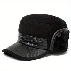 Men's Winter Flat Top Velvet Ear Protection Hat