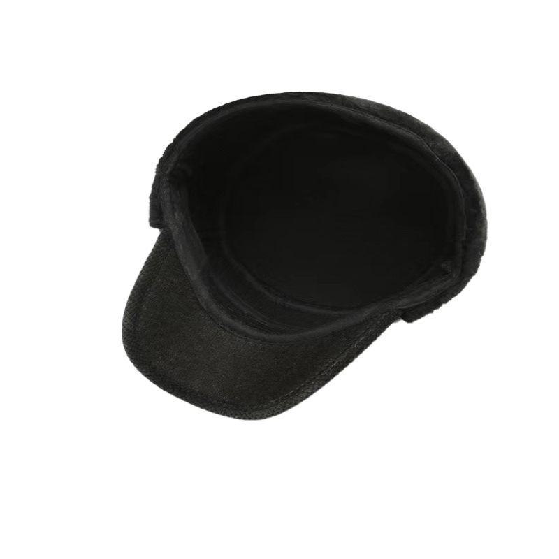 Men's Winter Flat Top Velvet Ear Protection Hat